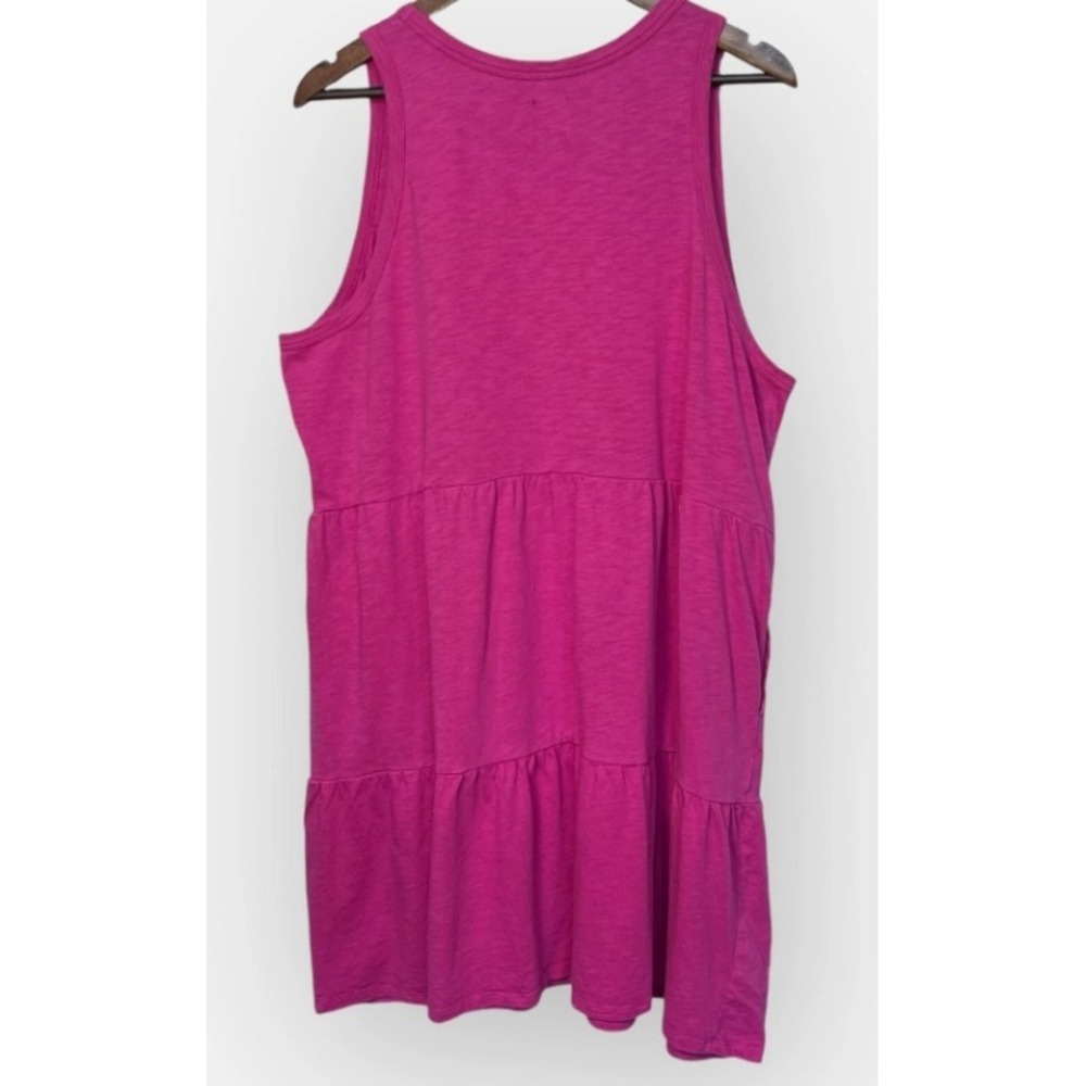 Gap Womens XXL Pink Tiered Sleeveless Mini Dress Slub Cotton Modal Pockets - Picture 9 of 12